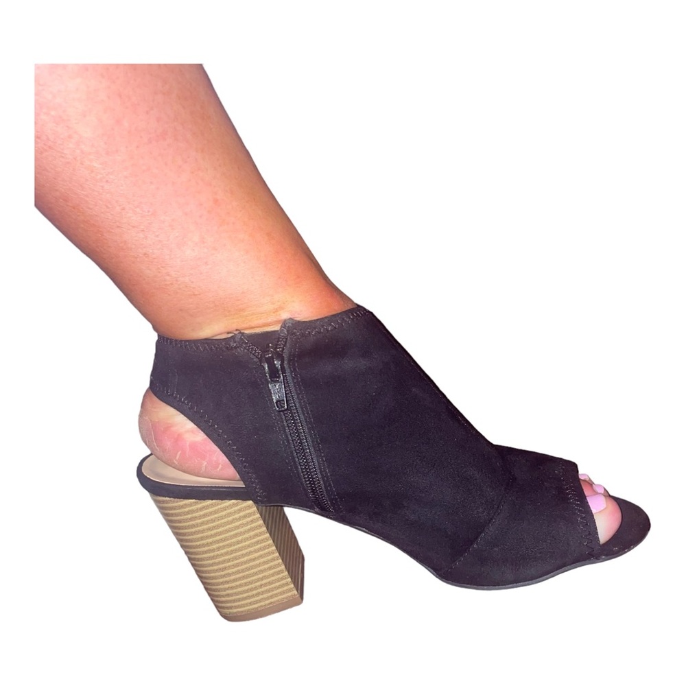 Apt. 9 Women’s Size 8.5 Black Faux Suede Open Toe… - image 3